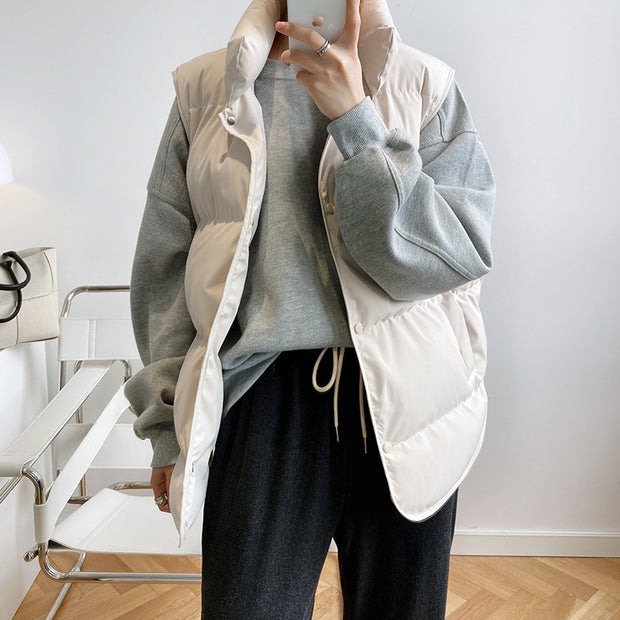 スタンドカラー 中綿ベスト レディース 軽量 あったか ゆったり シンプル 体型カバー おしゃれ カジュアル 通勤 アウターベスト 秋冬コーデ デイリーに活躍 きれいめ 防寒対策 ID2308