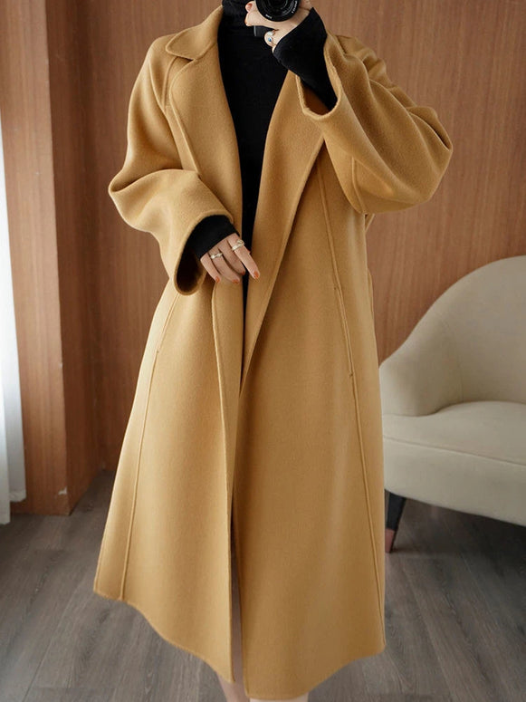 ロング コート レディース エレガント シンプル 上品 きれいめ 通勤 秋冬 アウター 体型カバー 暖かい 毛呢外套 ID2292