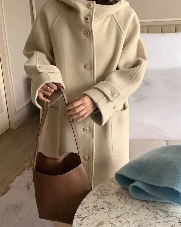 上品シルエット ロングコート レディース ウールタッチ 暖かい ゆったり 体型カバー シンプル 大人カジュアル 防寒 アウター 秋冬 ID2275