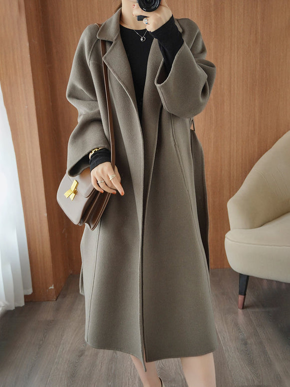 ロング コート レディース エレガント シンプル 上品 きれいめ 通勤 秋冬 アウター 体型カバー 暖かい 毛呢外套 ID2292