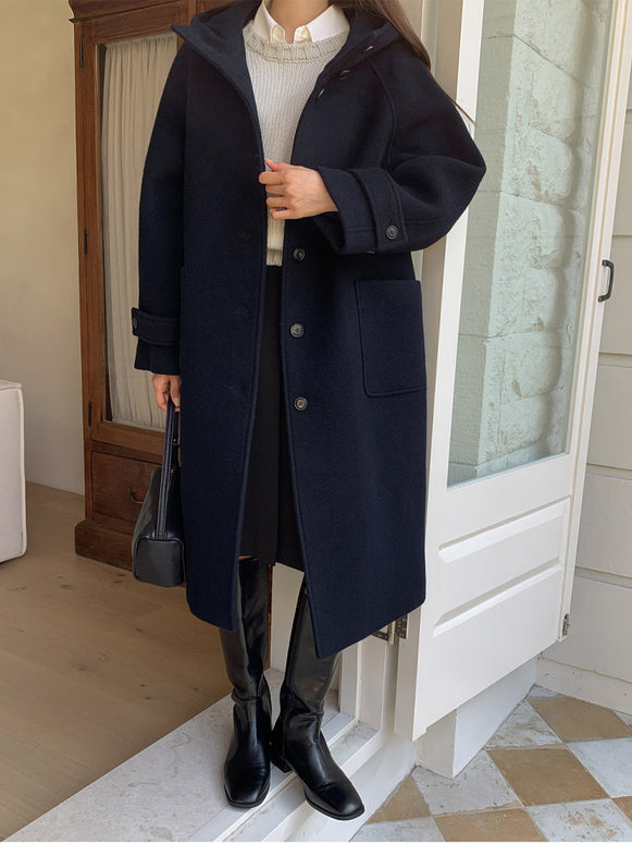 上品シルエット ロングコート レディース ウールタッチ 暖かい ゆったり 体型カバー シンプル 大人カジュアル 防寒 アウター 秋冬 ID2275