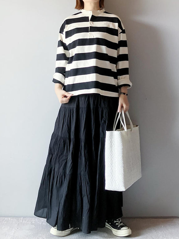 「今だけ特価」2点セット ストライプ Tシャツ + ギャザー スカート セットアップ レディース 2点セット カジュアル 春 秋 おしゃれ 可愛い きれいめ カジュアル 体型カバー ID1552