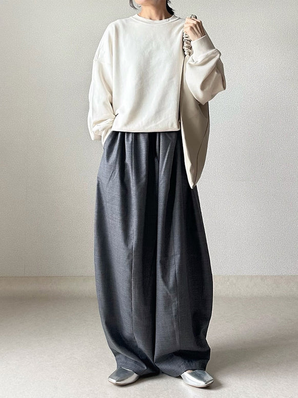 「半額セール対象」きれいめ 「 大人のスウェット 」 体型カバー スウェット トレーナー ビッグシルエット ゆる ぽわん袖 長袖 レディース スポーツ カジュアル ペアコーデ お揃い ID1900