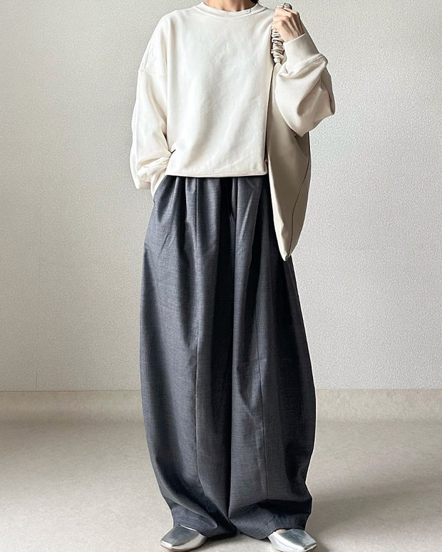 「半額セール対象」きれいめ 「 大人のスウェット 」 体型カバー スウェット トレーナー ビッグシルエット ゆる ぽわん袖 長袖 レディース スポーツ カジュアル ペアコーデ お揃い ID1900