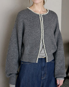 「大特価セール」パールカーディガン 長袖 ニット カーディガン レディース トップス セーター ニットカーディガン 軽アウター 羽織り 体型カバー ゆったり ボリューム袖 無地 ボーダー セレモニー きれいめ オフィス カジュアル 秋服 冬服 あったか 暖か 防寒 ID1688