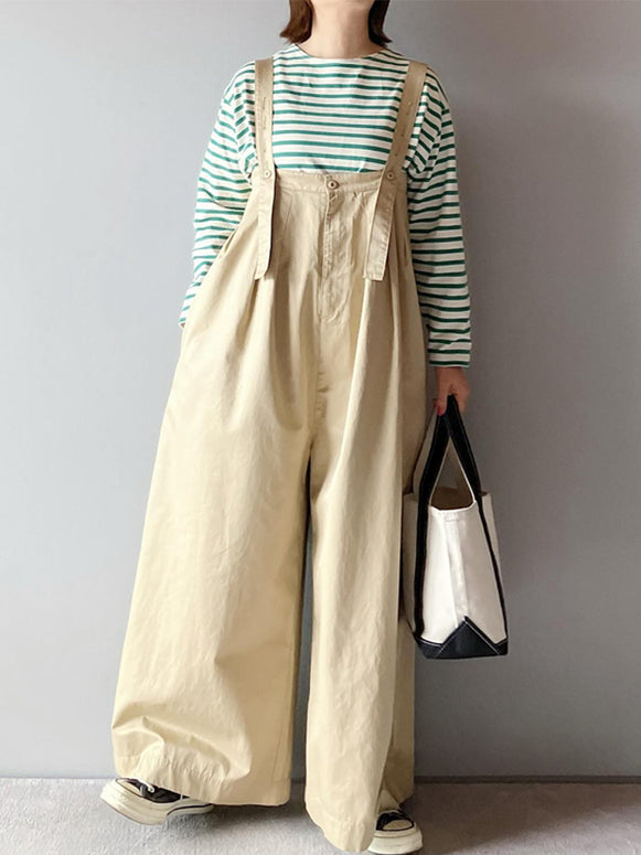 「期間限定セール」ヴァンブラン コットンツイル ミリタリー サロペット 大人サロペットパンツ オーバーオール  ぽっちゃり 体型カバー オールインワン 30代 40代 50代  ID1553