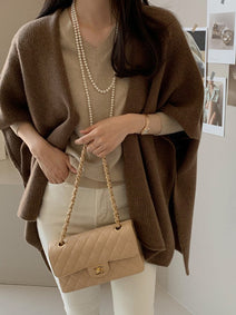 ニット カーディガン レディース ショール風 ケープ風 羽織り ゆったり シンプル 上品 きれいめ 通勤 オフィス カジュアル 秋冬 新作 人気 ID1873