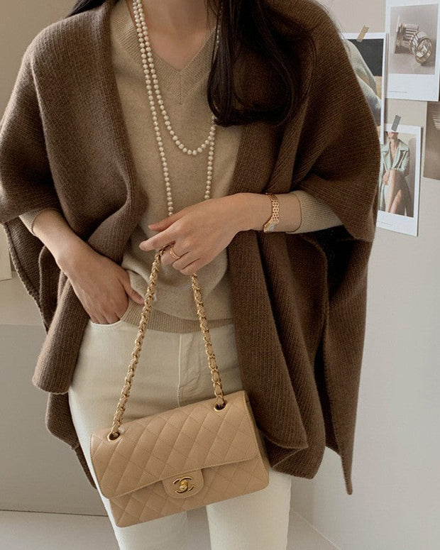 ニット カーディガン レディース ショール風 ケープ風 羽織り ゆったり シンプル 上品 きれいめ 通勤 オフィス カジュアル 秋冬 新作 人気 ID1873