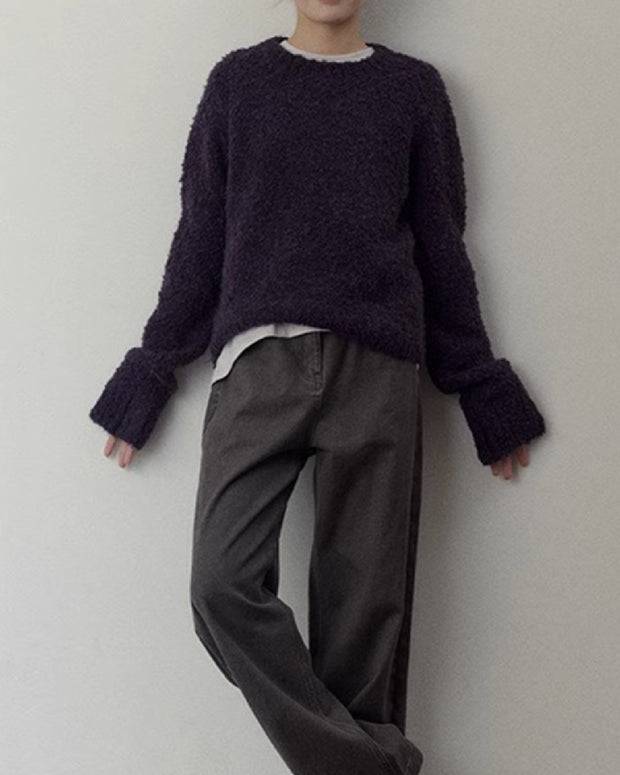 ニットトップス レディース 柔らかい ふんわり 長袖 シンプル ゆったり 体型カバー ミニマル 大人カジュアル 無地 プルオーバー 快適 おしゃれ 秋冬新作 ID2232