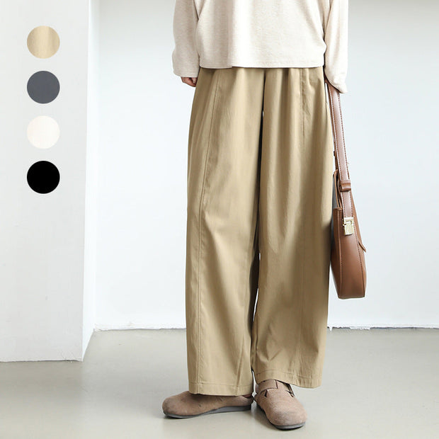 4色展開 ワイドパンツ レディース ハイウエスト ロング丈 ゆったり シンプル 無地 体型カバー 通勤 通学 カジュアル きれいめ 春夏秋 人気定番アイテム ID1830