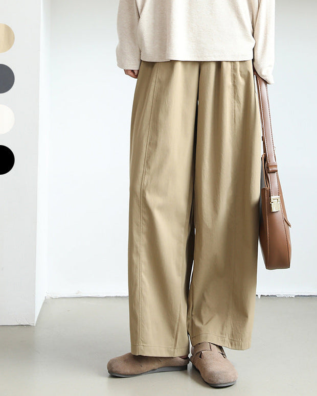 4色展開 ワイドパンツ レディース ハイウエスト ロング丈 ゆったり シンプル 無地 体型カバー 通勤 通学 カジュアル きれいめ 春夏秋 人気定番アイテム ID1830