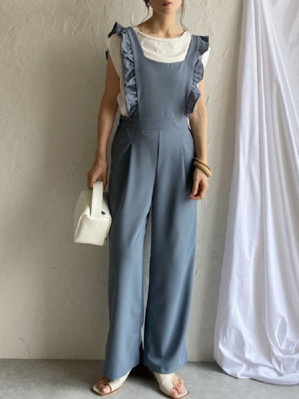 ピコットレース付き タンクトップ型 ワンピースジャンプスーツ（女性用）シンプルデザイン サマー シンプル＆エレガントなデザイン新作 ID991