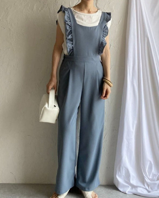 ピコットレース付き タンクトップ型 ワンピースジャンプスーツ（女性用）シンプルデザイン サマー シンプル＆エレガントなデザイン新作 ID991