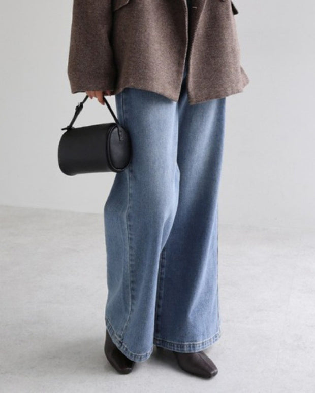 3色展開 ワイドデニムパンツ レディース ハイウエスト ストレート ゆったり 体型カバー カジュアル ジーンズ ボトムス 秋冬 新作 ID2086