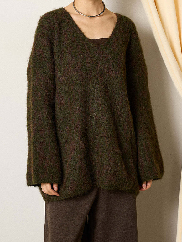 「限定価格は今だけ！」ふわふわ 暖かい ゆったり Vネック ニット セーター レディース 上品 大人可愛い 秋冬 トップス ID2257