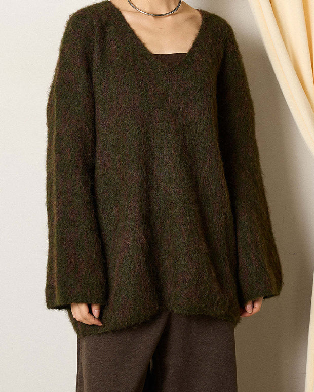 「限定価格は今だけ！」ふわふわ 暖かい ゆったり Vネック ニット セーター レディース 上品 大人可愛い 秋冬 トップス ID2257