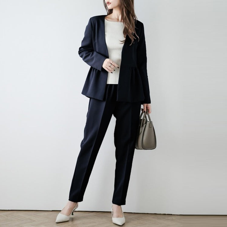 激安バーゲン！レディース パンツセット 春秋新作 通勤 入学式 入園式 ビジネス Vネック パッチワーク ジャケット 着回し ノーカラー ジャケット フォーマル春 母親 テーパードパンツ ママスーツ 母 30代 入学式 パンツスーツ 大きいサイズ きれいめ 体型カバー ID322