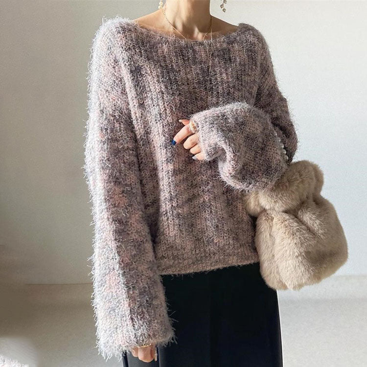 ID119 Knit Pullover Knit Tops Loose Fit Design Women's Stylish Simple Casual Daily Comfortable Also Recommended as a Gift 