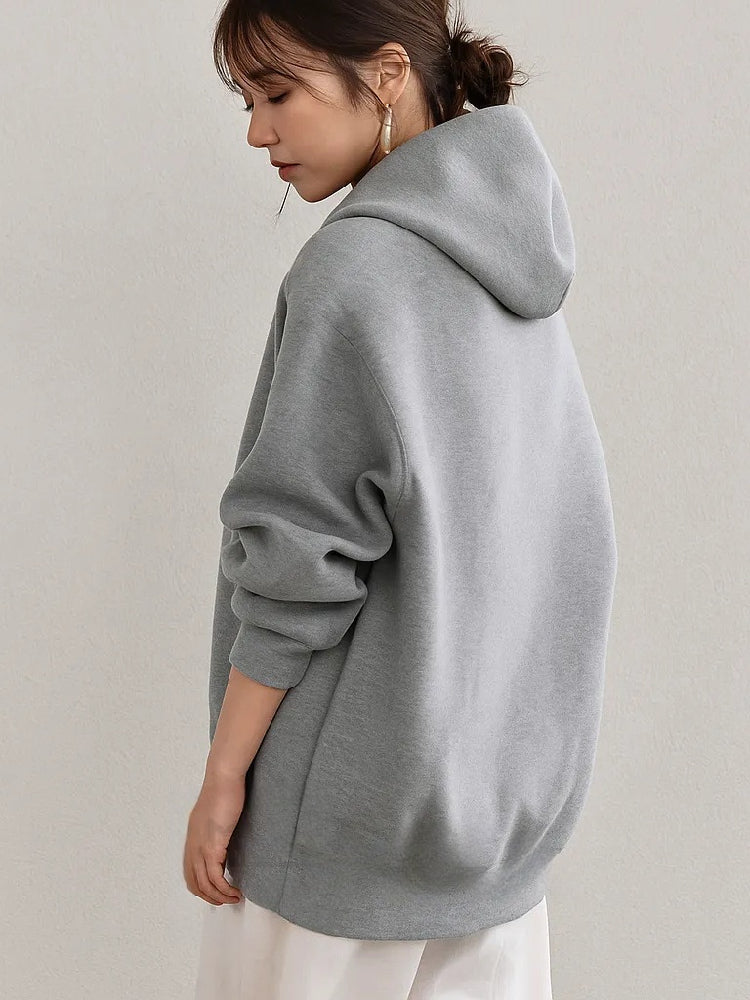 ジップパーカー レディース スウェット フーディー ゆったり 長袖 カジュアル シンプル 通勤 通学 体型カバー 秋冬 アウター ID1803