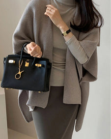 ニット カーディガン レディース ショール風 ケープ風 羽織り ゆったり シンプル 上品 きれいめ 通勤 オフィス カジュアル 秋冬 新作 人気 ID1873