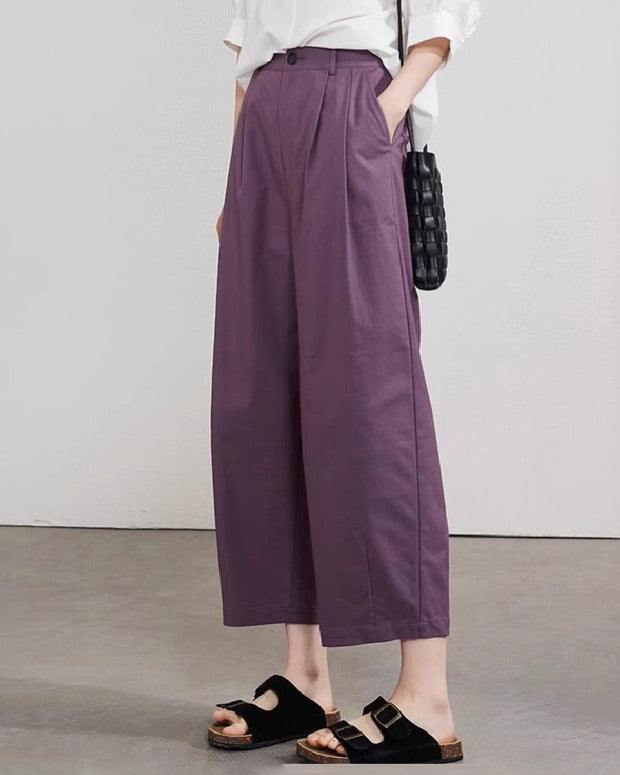 3色展開 ワイドパンツ 美脚効果 レディース 九分丈 ハイウエスト ゆったり 通勤 シンプル おしゃれ カジュアル 体型カバー 無地 春夏秋 ID1074