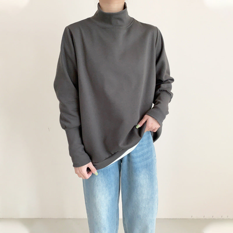 4色展開 裏起毛 スウェット レディース 長袖 トレーナー ハイネック シンプル 無地 ゆったり あったか 体型カバー カジュアル 通勤 通学 おしゃれ 大人女子 暖かい ルームウェア 秋冬 防寒 トップス 人気 新作 ID1930