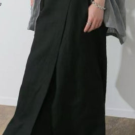 綿麻 スカンツ レディース ワイドパンツ ガウチョパンツ ロング丈 体型カバー ゆったり 楽ちん ウエストゴム 大人カジュアル 通勤 通学 春夏秋 人気 おしゃれ ボトムス ID1763