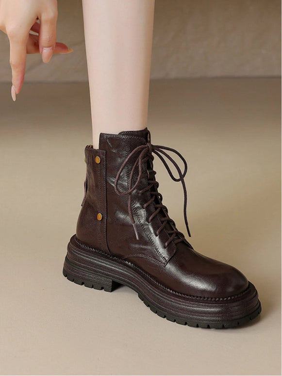 厚底ブーツ レディース マーチンブーツ レースアップ ショートブーツ ラウンドトゥ 歩きやすい 秋冬 カジュアル ID1781