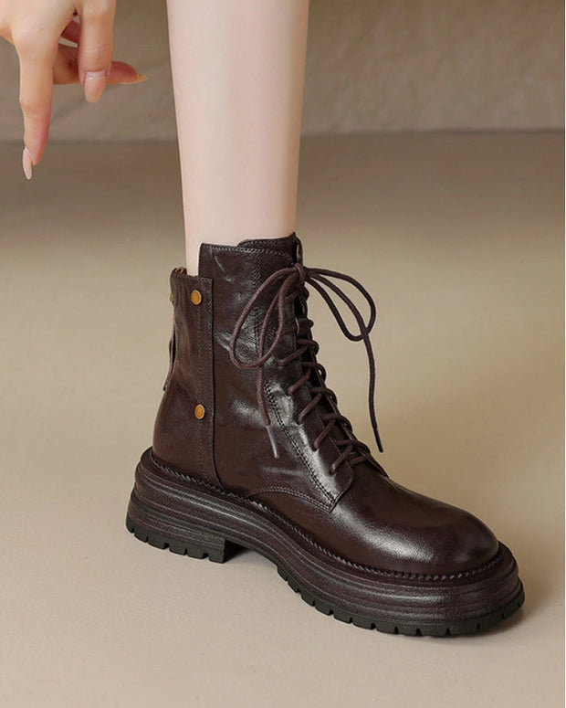 厚底ブーツ レディース マーチンブーツ レースアップ ショートブーツ ラウンドトゥ 歩きやすい 秋冬 カジュアル ID1781