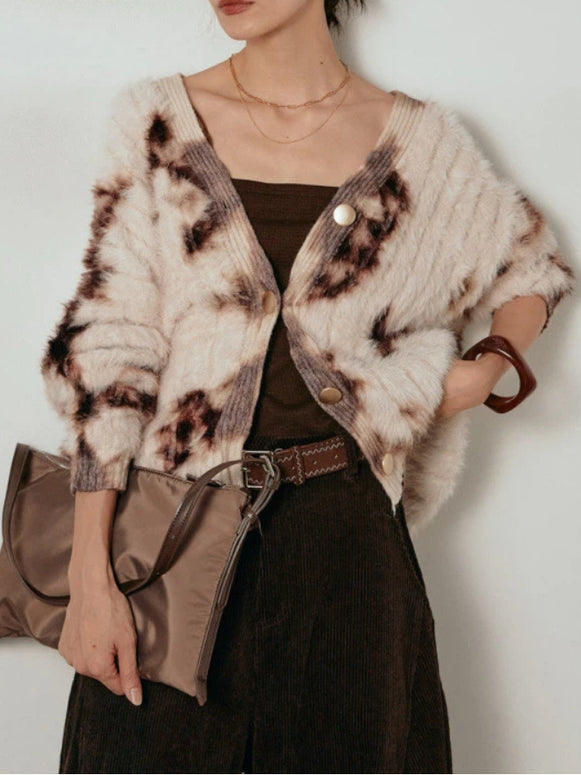 「年に一度の大放出」ふわふわ シャギー ニット カーディガン レディース 長袖 Vネック ゆったり シンプル おしゃれ 大人カジュアル 秋冬 新作 ID2073