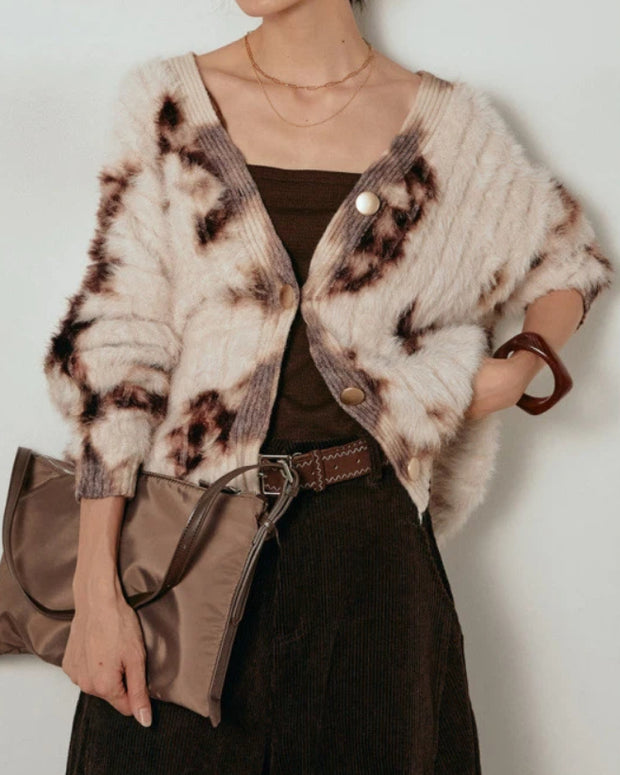 「年に一度の大放出」ふわふわ シャギー ニット カーディガン レディース 長袖 Vネック ゆったり シンプル おしゃれ 大人カジュアル 秋冬 新作 ID2073