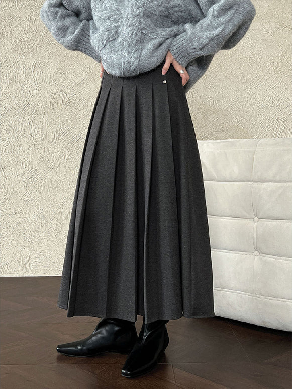 大きめプリーツ ロングスカート レディース Aライン 体型カバー 上品 シンプル きれいめ 通勤 カジュアル 秋冬コーデ フレアスカート 大人女子 デイリーに使える おしゃれ ボトムス プレーン デザイン ID2311