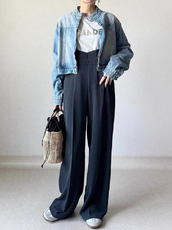 ワイドパンツ サロペット レディース オールインワン ハイウエスト ゆったり 美脚効果 ストラップ付き 春秋 カジュアル 大人女子 通勤 デイリー ID1426