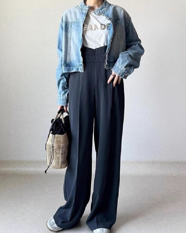 ワイドパンツ サロペット レディース オールインワン ハイウエスト ゆったり 美脚効果 ストラップ付き 春秋 カジュアル 大人女子 通勤 デイリー ID1426