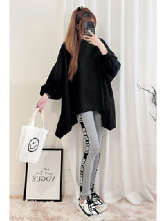 カジュアルすぎない。レディース トレーナー トップス 体型カバー  大きいサイズ 無地 ドルマンスリーブ スエット プルオーバー ビッグ ロング ドロップショルダー ビッグシルエット ゆる ぽわん袖 長袖 秋 冬  ID1711