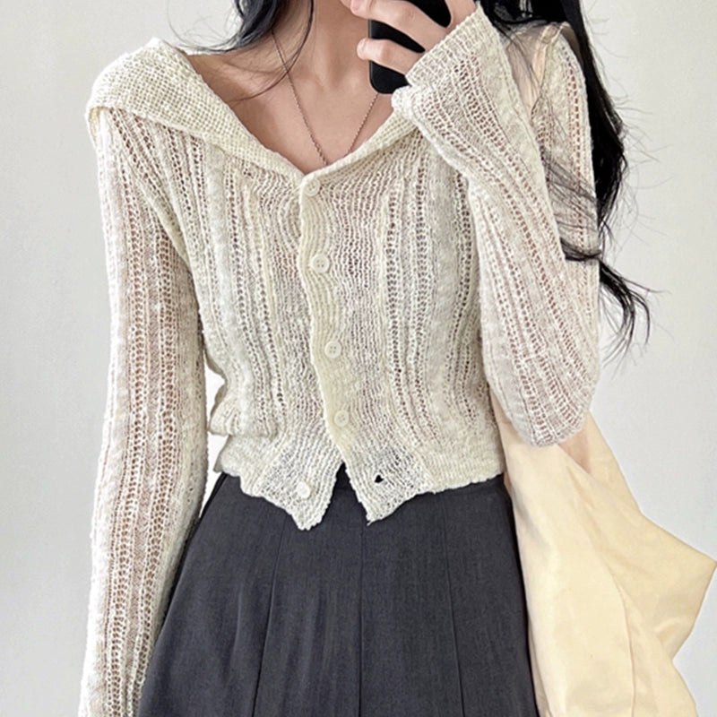 ショート丈 ニットカーディガン レディース Vネック 前ボタン 薄手 体型カバー 大人可愛い 秋冬 羽織り トップス 通勤 通学 カジュアル コーデ 韓国風 おしゃれ 長袖 ID2206