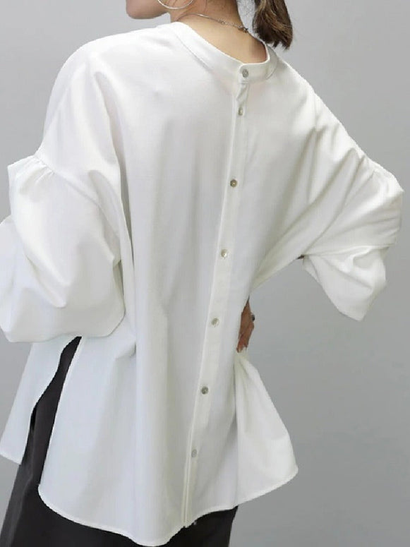 両面主役！ブラウス レディース シャツ 長袖 丸首 ゆったり 体型カバー 通勤 オフィスカジュアル 入学式 入園式 卒園式 卒業式 七五三 母親 同窓会 ID1309