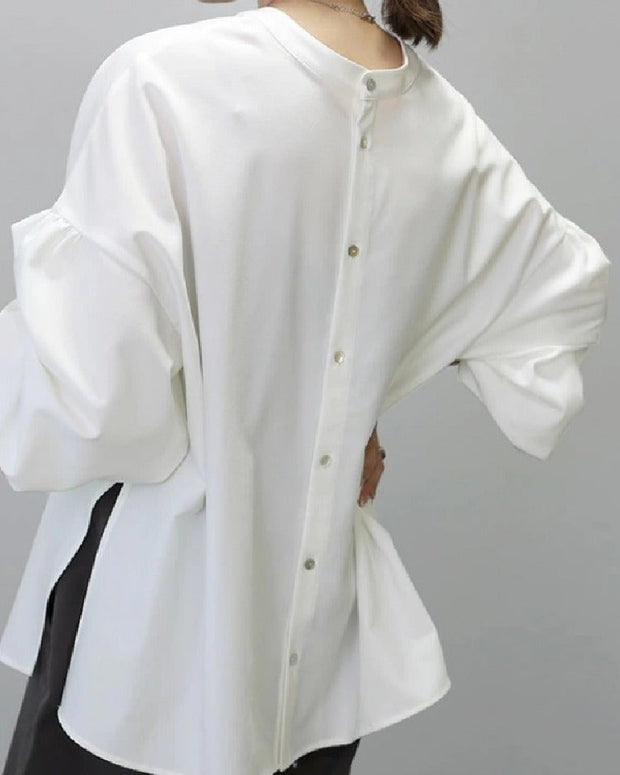 両面主役！ブラウス レディース シャツ 長袖 丸首 ゆったり 体型カバー 通勤 オフィスカジュアル 入学式 入園式 卒園式 卒業式 七五三 母親 同窓会 ID1309