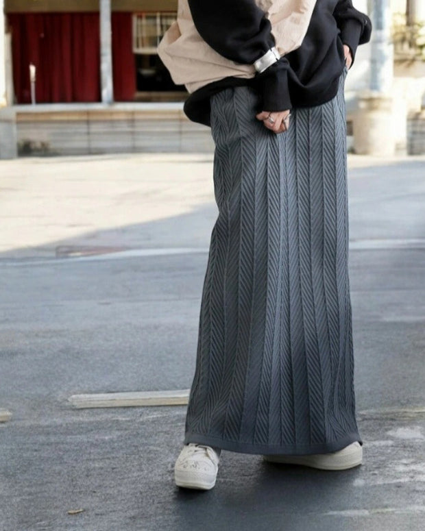 「今だけ特価」ニットスカート レディース ロング フレア 立体編み ストレート 美脚 シンプル 体型カバー 上品 秋冬新作 ID2248