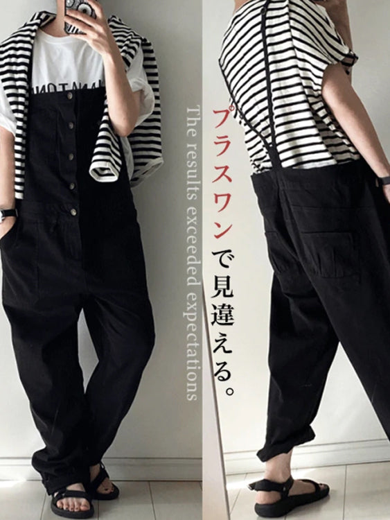 【272】[売れ筋ランキング上位] サロペット レディース ワイドパンツ 九分丈 ハイウエスト ゆったり カジュアル シンプル オールインワン 無地 着痩せ