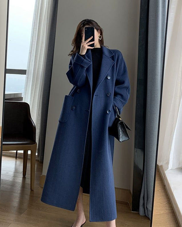 ロング コート ウール調 ベルト付き オーバーサイズ シンプル 無地 エレガント 通勤 通学 体型カバー きれいめ 大人女子 秋冬 アウター 新作 人気 レディース ID1971
