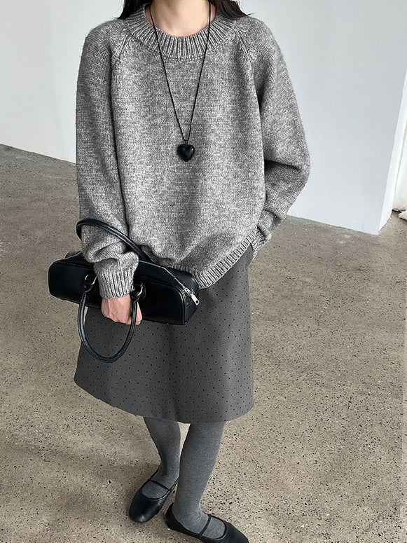 5色展開 ラウンドネック ニット セーター レディース ゆったり シンプル 体型カバー 暖かい ニットトップス カジュアル 通勤 おしゃれ 秋冬コーデ 大人女子 デイリー服 ID2305