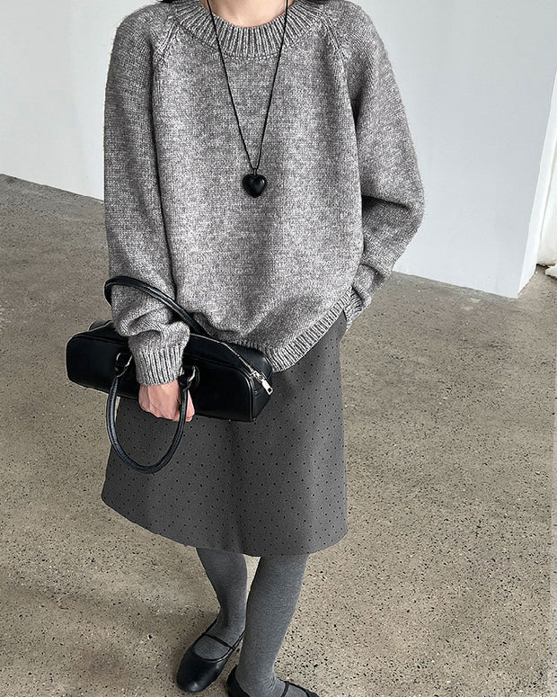 5色展開 ラウンドネック ニット セーター レディース ゆったり シンプル 体型カバー 暖かい ニットトップス カジュアル 通勤 おしゃれ 秋冬コーデ 大人女子 デイリー服 ID2305