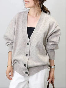 プルオーバー Vネック 羽織り ドルマン ミドルゲージ ゆったり コクーン 体型カバー ドルマン ニット カーディガン ID1531