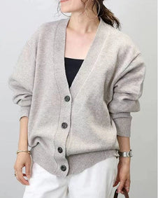 プルオーバー Vネック 羽織り ドルマン ミドルゲージ ゆったり コクーン 体型カバー ドルマン ニット カーディガン ID1531