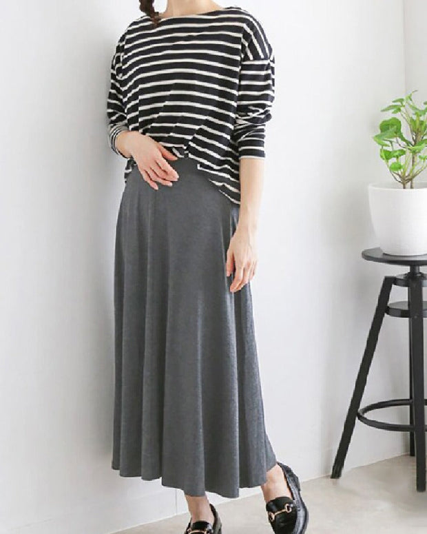 5色展開 ロングフレアスカート Aラインスカート ハイウエスト 体型カバー 無地 上品 カジュアル 通勤 お出かけ 春夏秋 レディース ID1279