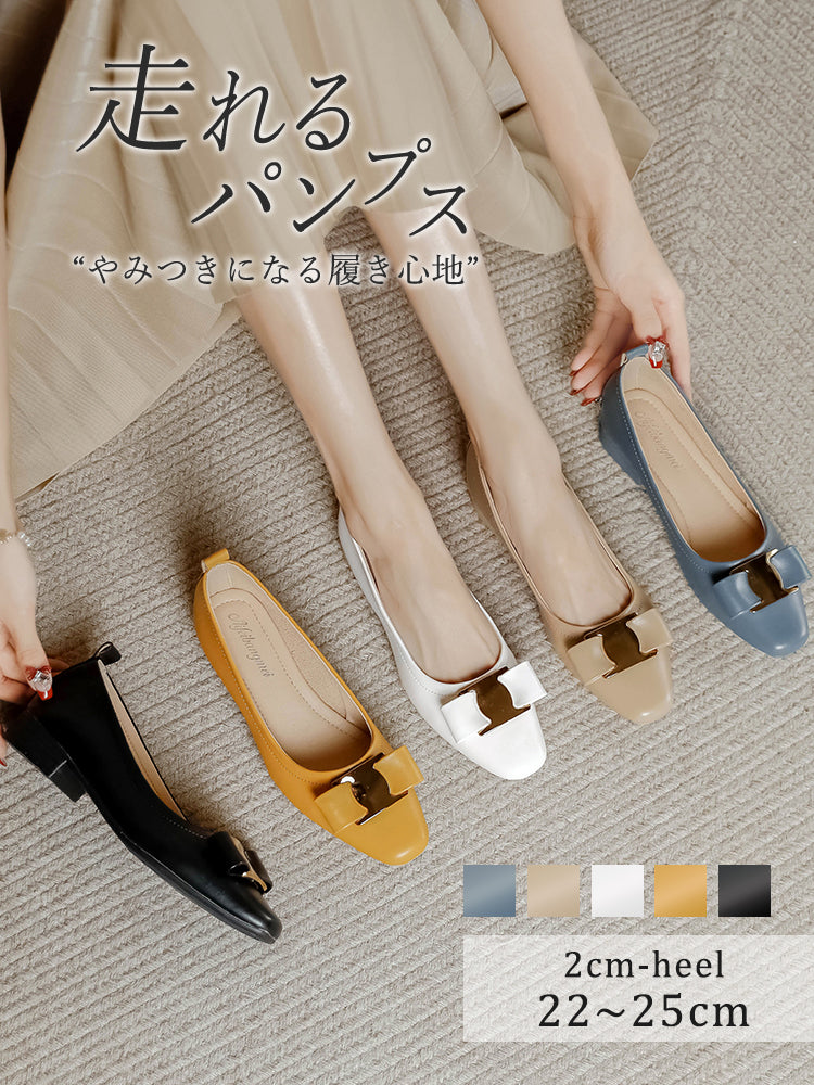 「期間限定セール」パンプス ローヒール ポインテッドトゥ リボン付き マルチカラー クラシックデザイン 浅履きタイプ 太ヒール 韓国系 おしゃれ レディース デイリーコーデ ID442