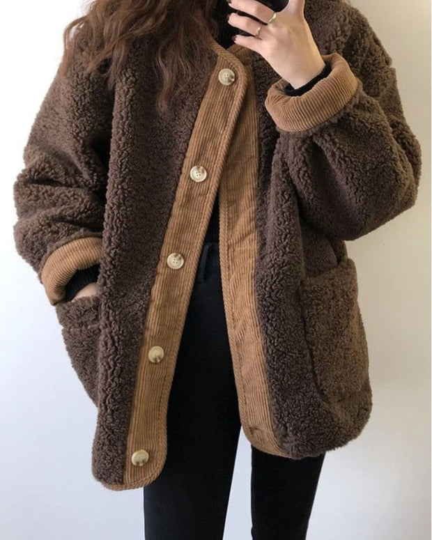 「年末前の大感謝祭」ボアジャケット レディース コーデュロイ切り替え ゆったり ショート丈 アウター 暖かい カジュアル 可愛い 秋冬 新作 ID2096