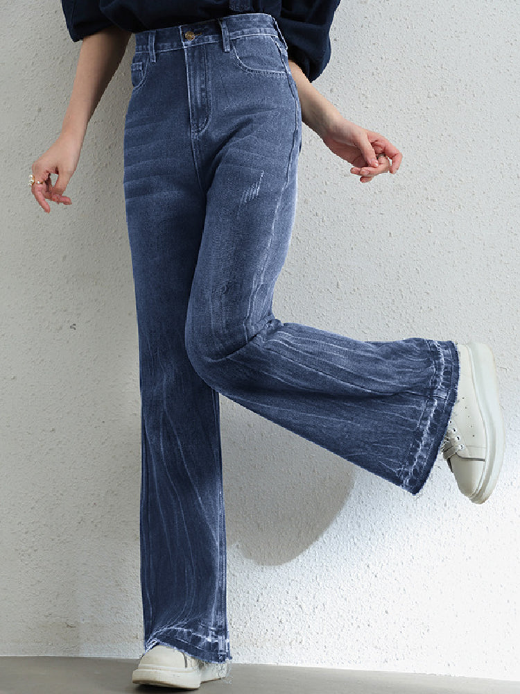 デニムパンツ レディース フレアパンツ ハイウエスト ワイドレッグ ジーンズ 美脚効果 カジュアル 着回し 通勤 通学 春夏秋 冬までロングシーズン対応 おしゃれ 人気 定番アイテム ID1630