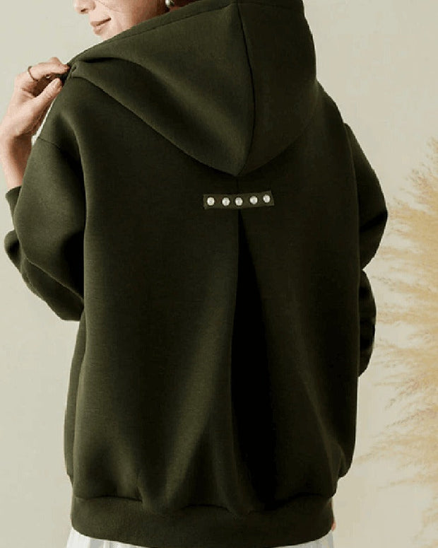 【5色展開】デザイン感 バックパール プルオーバー パーカー フーディー 長袖バックタック トレーナー フェミニン スウェット ID1767